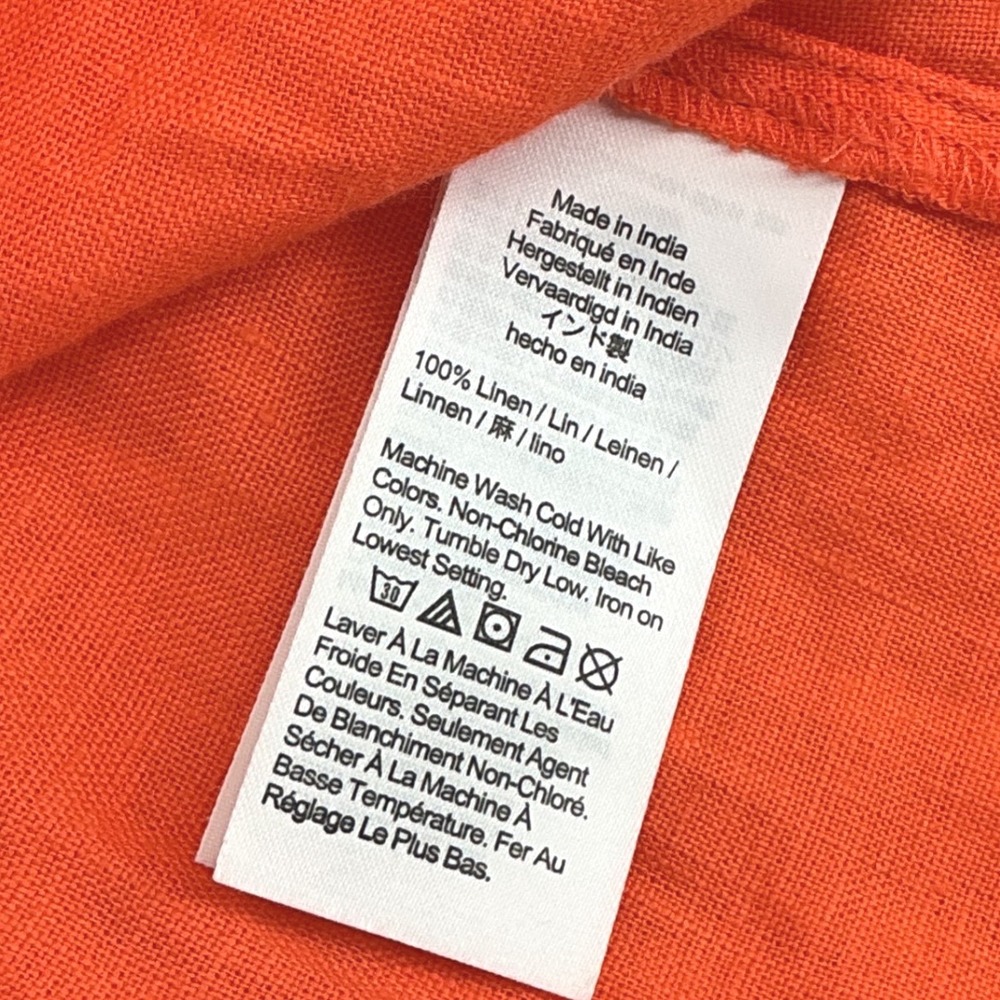 Womens J.Crew Summer Gauzy Linen Maxi Dress XL Orange Smocked Waist Boho - Picture 6 of 13
